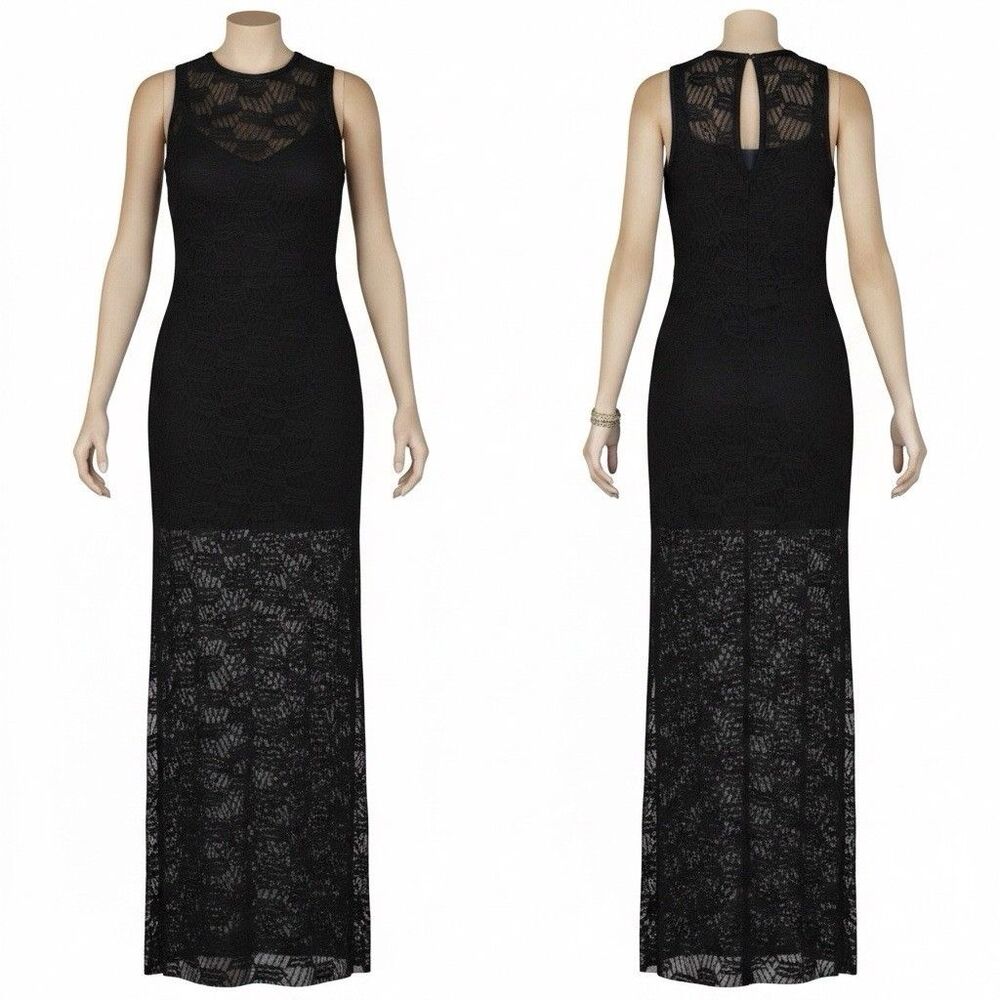 BCBGeneration Black Lace Maxi Dress Medium NWT 2015 Geometric Formal